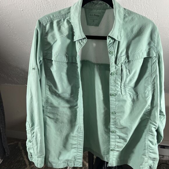 LL Bean Woman’s Mint Green Button Down‎ Lightweight Jacket Size M - Picture 1 of 10